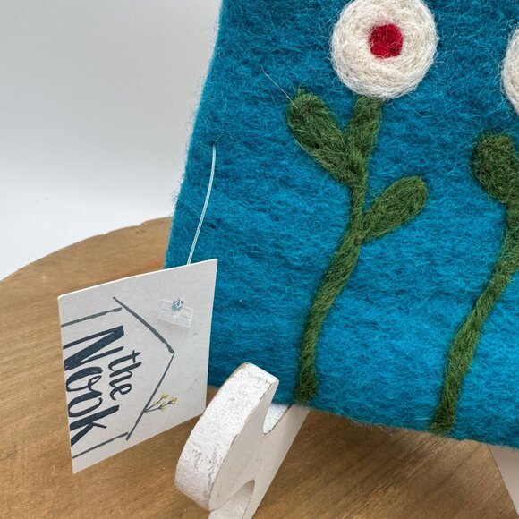 BNB Crafts Fair Trade Handmade Wool Felt Pouch Handcrafted NWT Teal blue coin ch - Picture 4 of 9